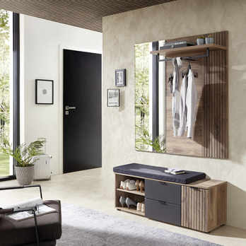 Botníková lavice LINEA dub umbra/šedá, šířka 134 cm 1
