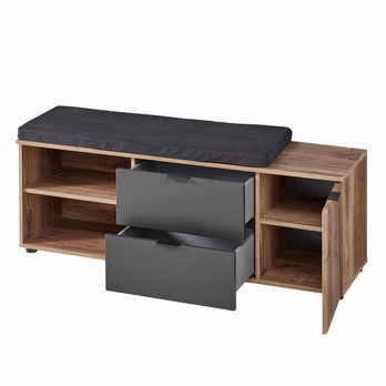 Botníková lavice LINEA dub umbra/šedá, šířka 134 cm 2