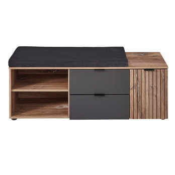 Botníková lavice LINEA dub umbra/šedá, šířka 134 cm 3