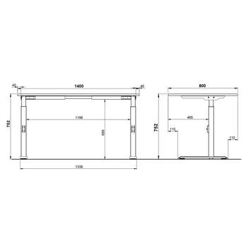 Pracovní stůl LISSABON 2 bílá/dub navarra, šířka 140 cm 6
