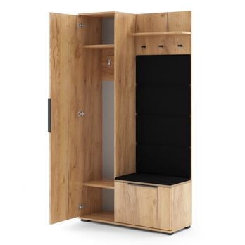 Předsíňová sestava LIVIA dub craft/černá/zrcadlo, levá 2
