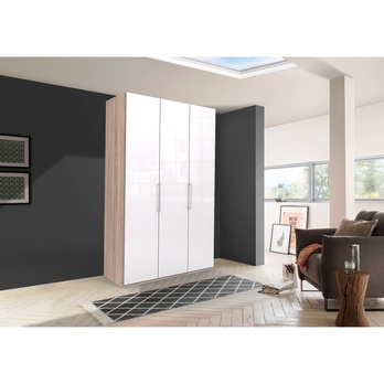 Šatní skříň LOFT 567 bílá/dub sägerau, 2dvéřová 1