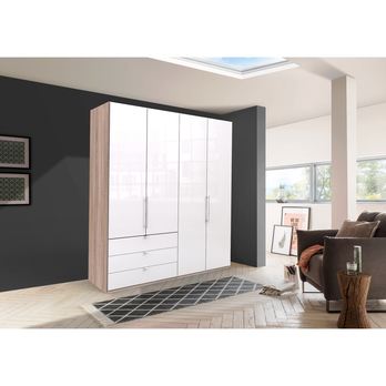 Šatní skříň LOFT 597 bílá/dub sägerau, pravé, 2dvéřová 1