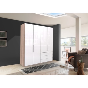 Šatní skříň LOFT 597 bílá/dub sägerau, levé, 2dvéřová 1