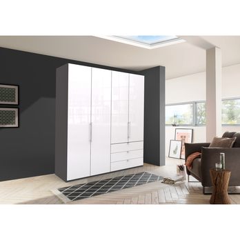 Šatní skříň LOFT 597 bílá/antracitová, levé, 2dvéřová 1