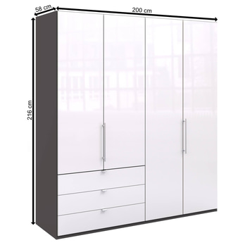 Šatní skříň LOFT 597 bílá/antracitová, pravé, 2dvéřová 3