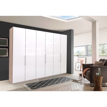 Šatní skříň LOFT 672 bílá/dub sägerau, 3dvéřová 1