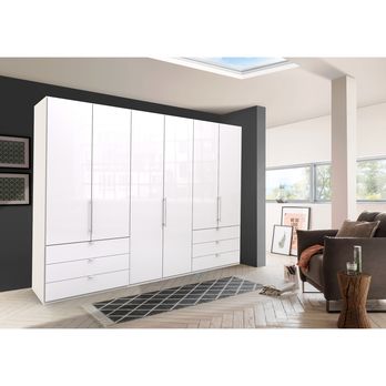 Šatní skříň LOFT 692 bílá lesklá, 6 zásuvek, 3dvéřová 1