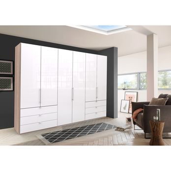 Šatní skříň LOFT 692 bílá/dub sägerau, 6 zásuvek, 3dvéřová 1