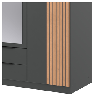 Šatní skříň se zrcadlem LONA grafitová, šířka 135cm 3