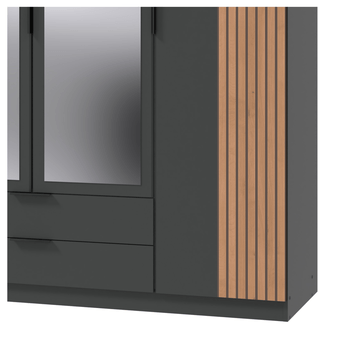 Šatní skříň se zrcadlem LONA grafitová, šířka 180 cm 2