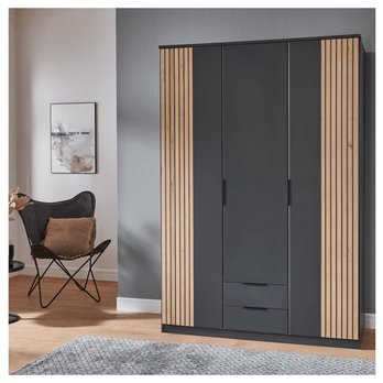 Šatní skříň LONA grafitová, šířka 135 cm 1