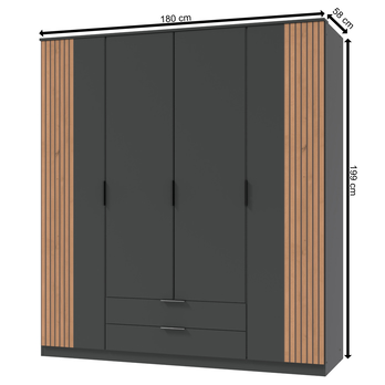 Šatní skříň  LONA grafitová, šířka 180 cm 4