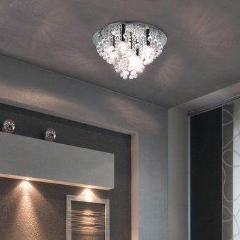 Stropní svítidlo LONDON chrom/průhledná, průměr 46 cm 1