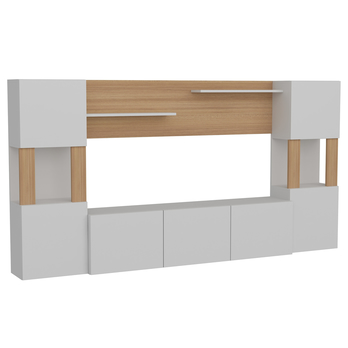 Obývací stěna LORE bílá/teak 3