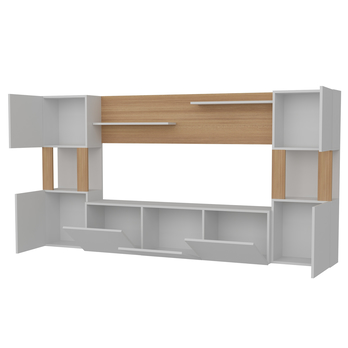 Obývací stěna LORE bílá/teak 2