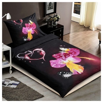 Povlečení 3D LOVE černá/růžová, 70x90 a 140x200 cm 1