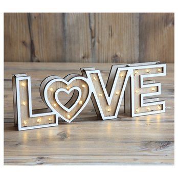 Stolní lampa LOVE dřevo/bílá 1