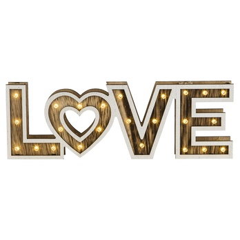 Stolní lampa LOVE dřevo/bílá 2