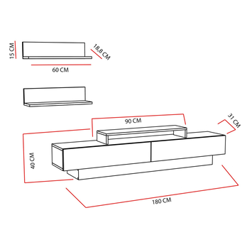 TV sestava LUCCA bílá 3