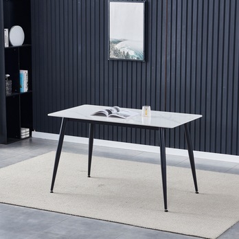Jídelní stůl LUCIAN bílý mramor/černá, šířka 130 cm 2