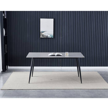 Jídelní stůl LUCIAN šedý mramor/černá, šířka 130 cm 1