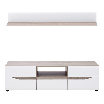 TV sestava LUCY dub sonoma truffel/bílá vysoký lesk 3