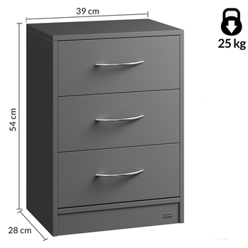 Noční stolek  LUISE 3 antracitová 4