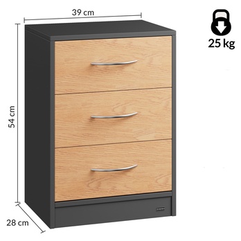 Noční stolek  LUISE 3 šedá/přírodní 4