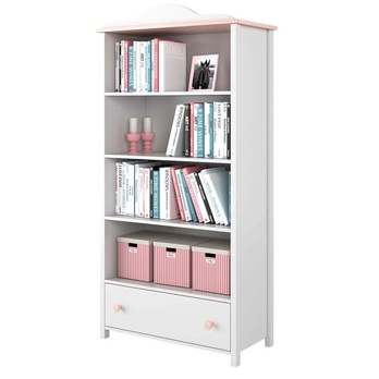 Regál LUNA 02 bílá/růžová 2