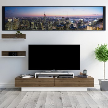 TV sestava LUSI ořech/bílá 1