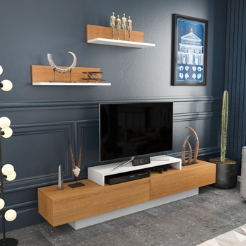 TV sestava LUSI teak/bílá 3