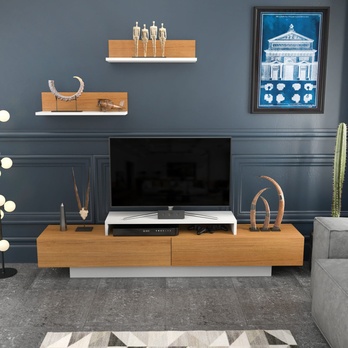 TV sestava LUSI teak/bílá 1