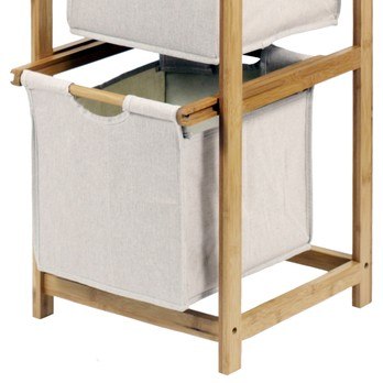 Úložný regál LUX přírodní bambus/šedá, výška 110 cm 1
