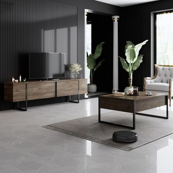 TV komoda LUXE ořech/černá 2