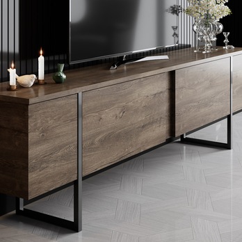 TV komoda LUXE ořech/černá 3