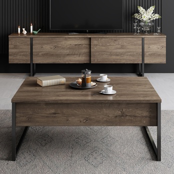 TV komoda LUXE ořech/černá 4