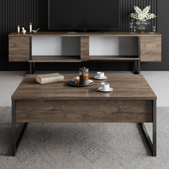 TV komoda LUXE ořech/černá 5