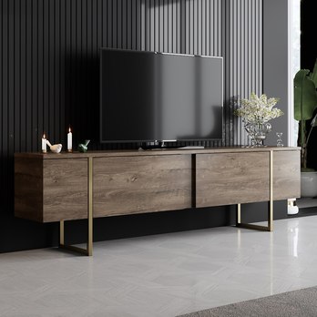 TV komoda LUXE ořech/zlatá 1