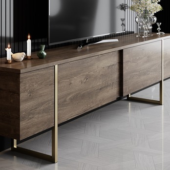 TV komoda LUXE ořech/zlatá 3