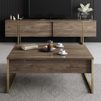 TV komoda LUXE ořech/zlatá 4
