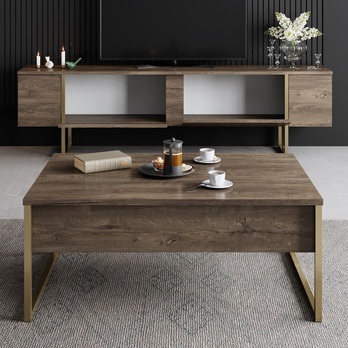 TV komoda LUXE ořech/zlatá 5