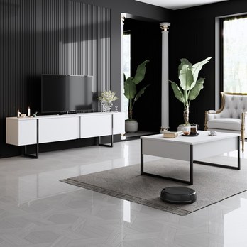TV komoda LUXE bílá/černá 2