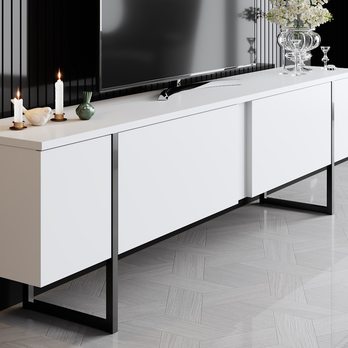 TV komoda LUXE bílá/černá 3