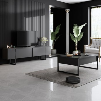 TV komoda LUXE antracitová/černá 2