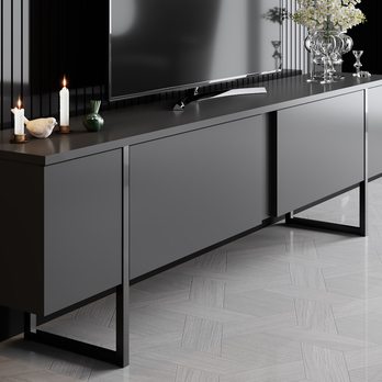 TV komoda LUXE antracitová/černá 3