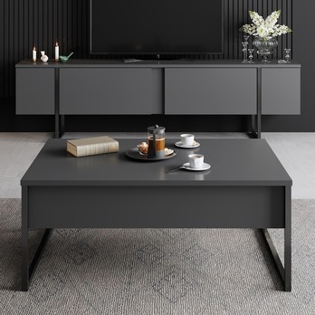 TV komoda LUXE antracitová/černá 4
