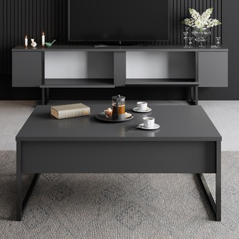 TV komoda LUXE antracitová/černá 5