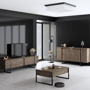 Komoda LUXE ořech/černá 1