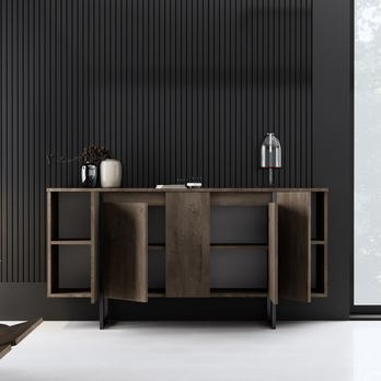 Komoda LUXE ořech/černá 5